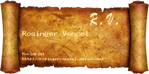 Rosinger Vencel névjegykártya